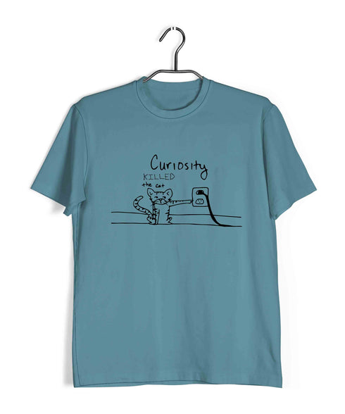 CURIOSITY KILLED THE CAT Nerd Wordplay Casual Graphic Printed T-Shirt for Men
